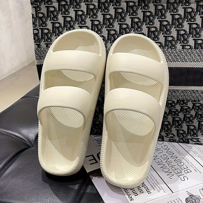 Women's Double Strap Pillow Slides Soft Open Toe Non Slip Indoor Shoes