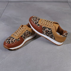 Leopard Print Lace-up Hiking Sneakers Women's Shoes