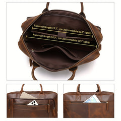 SCHLATUM Leather Briefcase Men Vintage Crazy Horse Business Bag
