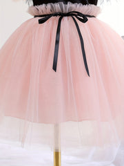 Toddler Girls Butterfly Sleeves Feather Flowers Decor Princess Dress
