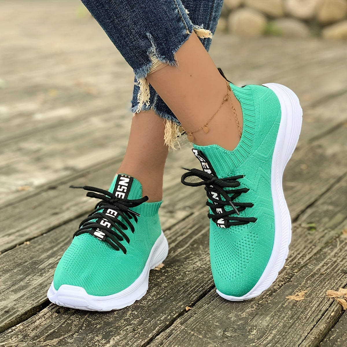 Women's Knit Sports Shoes Breathable Low Top Running Gym Casual Sneakers