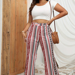 Boho Pants Women's Butterfly & Dot Print Flare Leg Pants