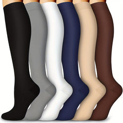6 Pairs Copper Compression Socks 10-20 mmHg Knee High for Women Men