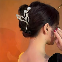 Rhinestones Faux Pearl Hair Clip Claw Headwear Hair Accessories