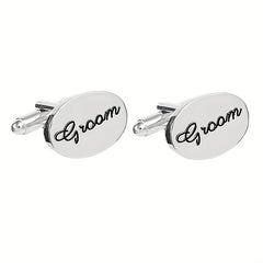 2pcs Men's Letter Pattern Groom Cufflinks Buttons
