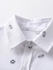 Boys Football Basketball Print Button Lapel Shirts