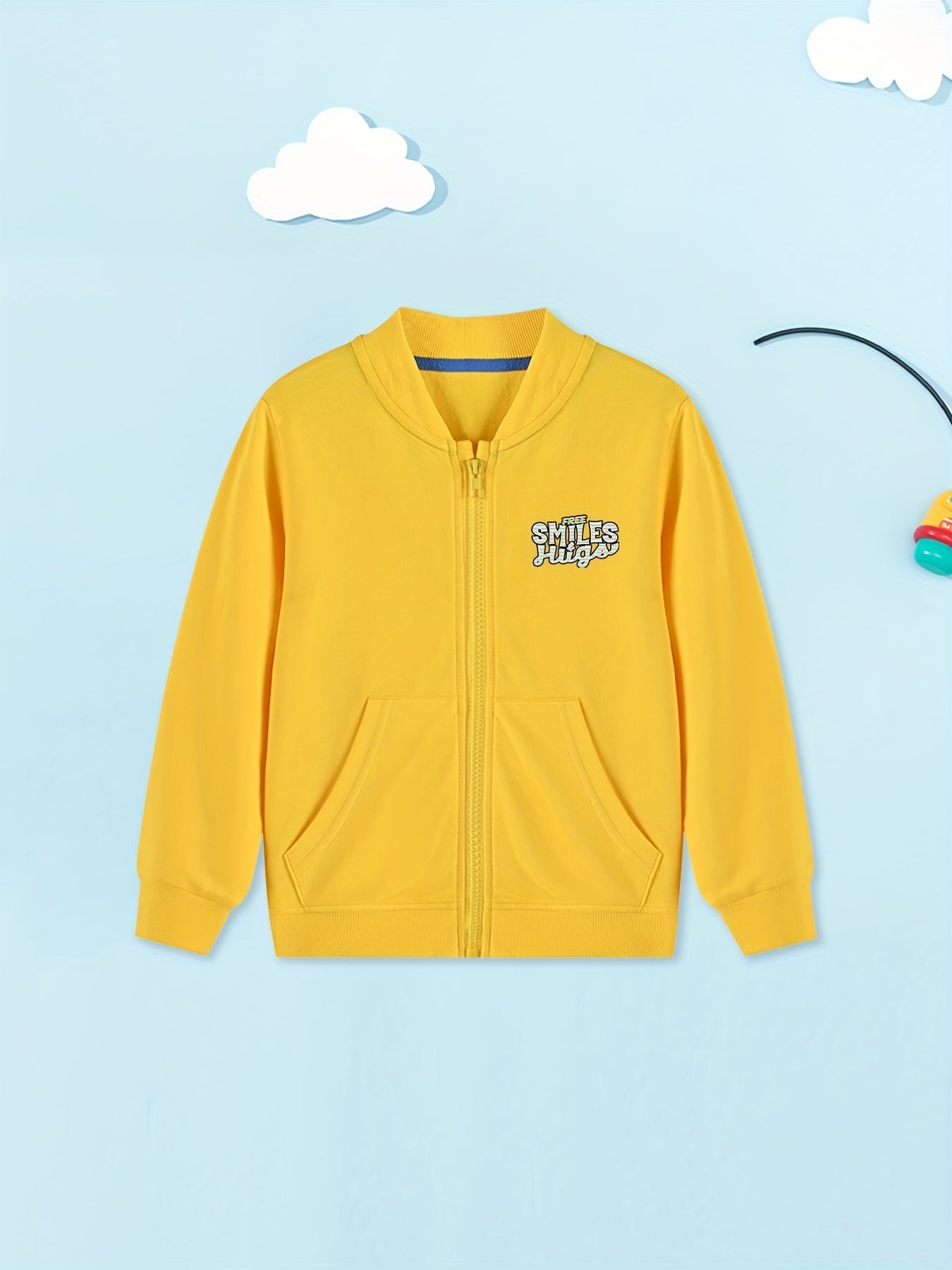 Boys Letter Print Jacket Zip Up Kids Clothing