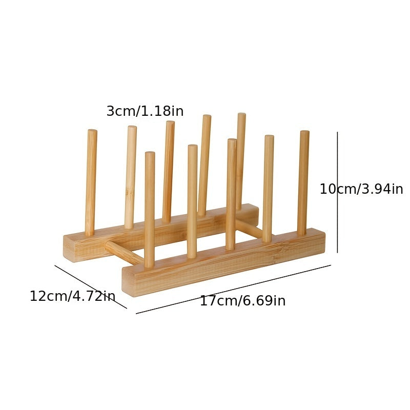 Bamboo Kitchen Organizer Plate Bowl Cup Pot Lid Cutting Board Drain Rack