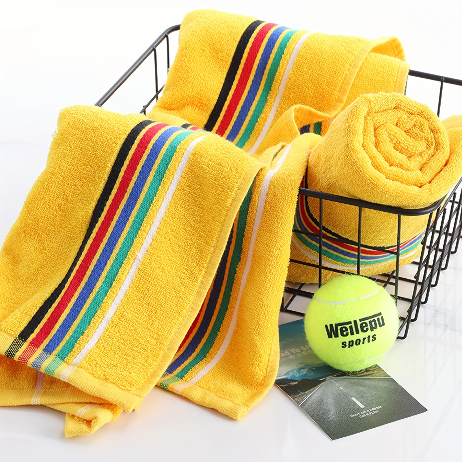 4pcs Sport Hand Towels Soft Cotton Striped Ultra Absorbent Towels