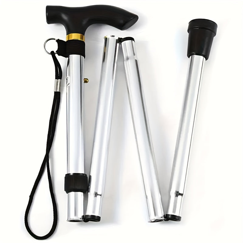 Foldable Lightweight Aluminum Hiking Stick Telescopic Straight Handle