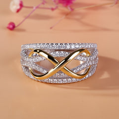 Two Tone Infinity Shape Engagement Wedding Ring