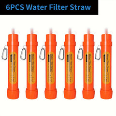 6pcs Mini Water Filter Straw Purifier for Hiking Camping Travel Emergency