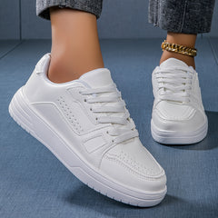 Faux Leather Flat Skate Shoes Non Slip Outdoor Sneakers