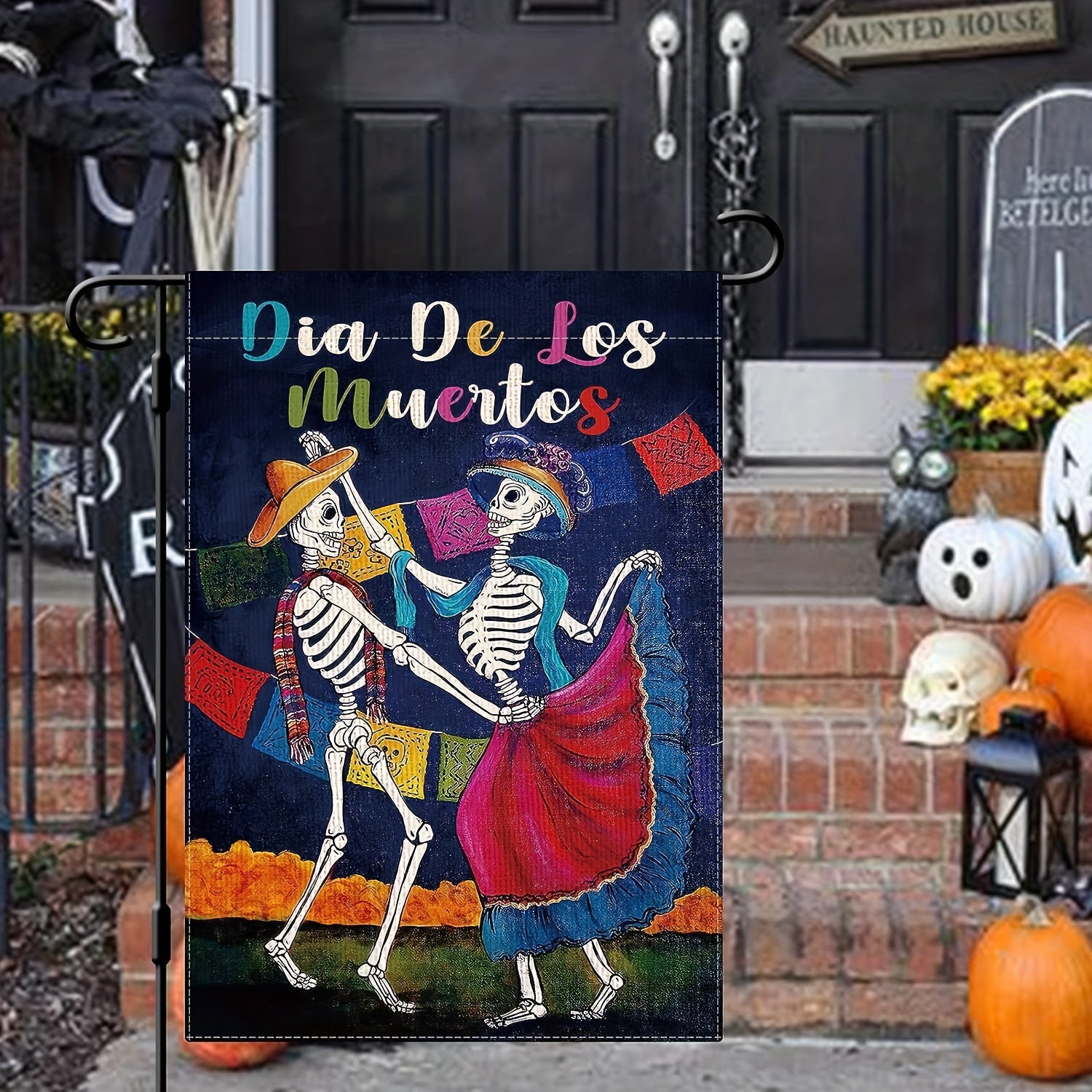 Halloween Of The Dead Garden Flag Dia De Los Muertos Dance Skull Yard Flag