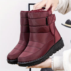 Fur Lined Thermal Slip On Snow Boots Round Toe Solid Winter Boots