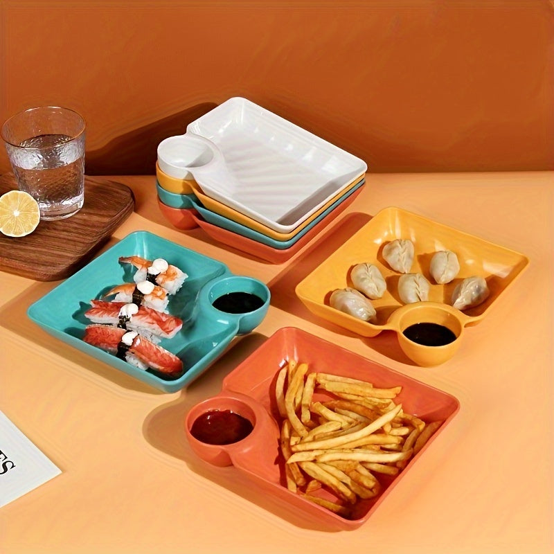 4pcs Sushi Plates & Vinegar Sauce Dish Set for Camping