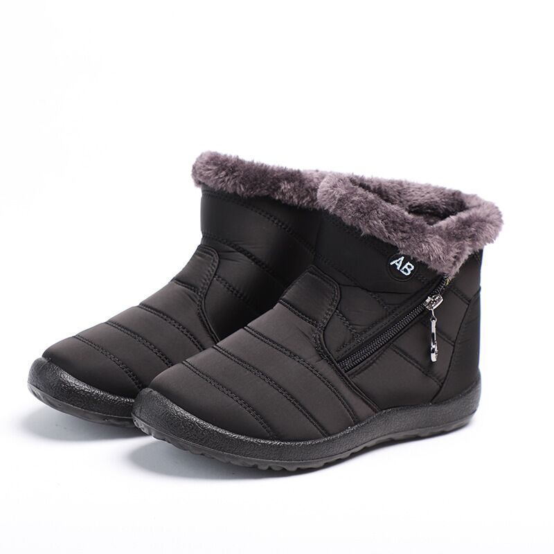 Waterproof Fleece Liner Snow Boots Ankle Thermal Insulated Flat Shoes