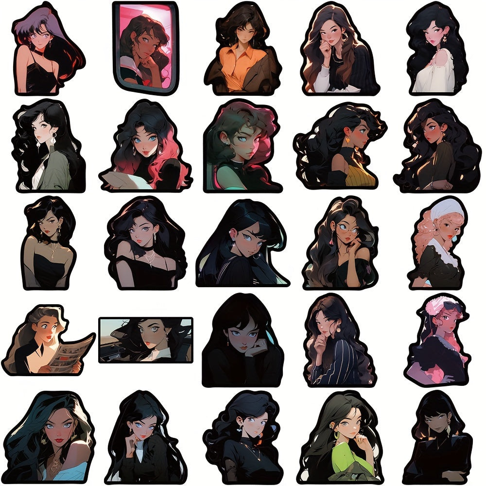 50pcs American Retro Spooky Character Diary Stickers for Stationery Decor