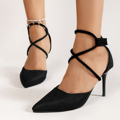 Sexy Stiletto Heels Cross Strap Pumps Dress Heels