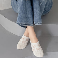 5 Pairs Floral Print Mesh Socks Ankle Stockings