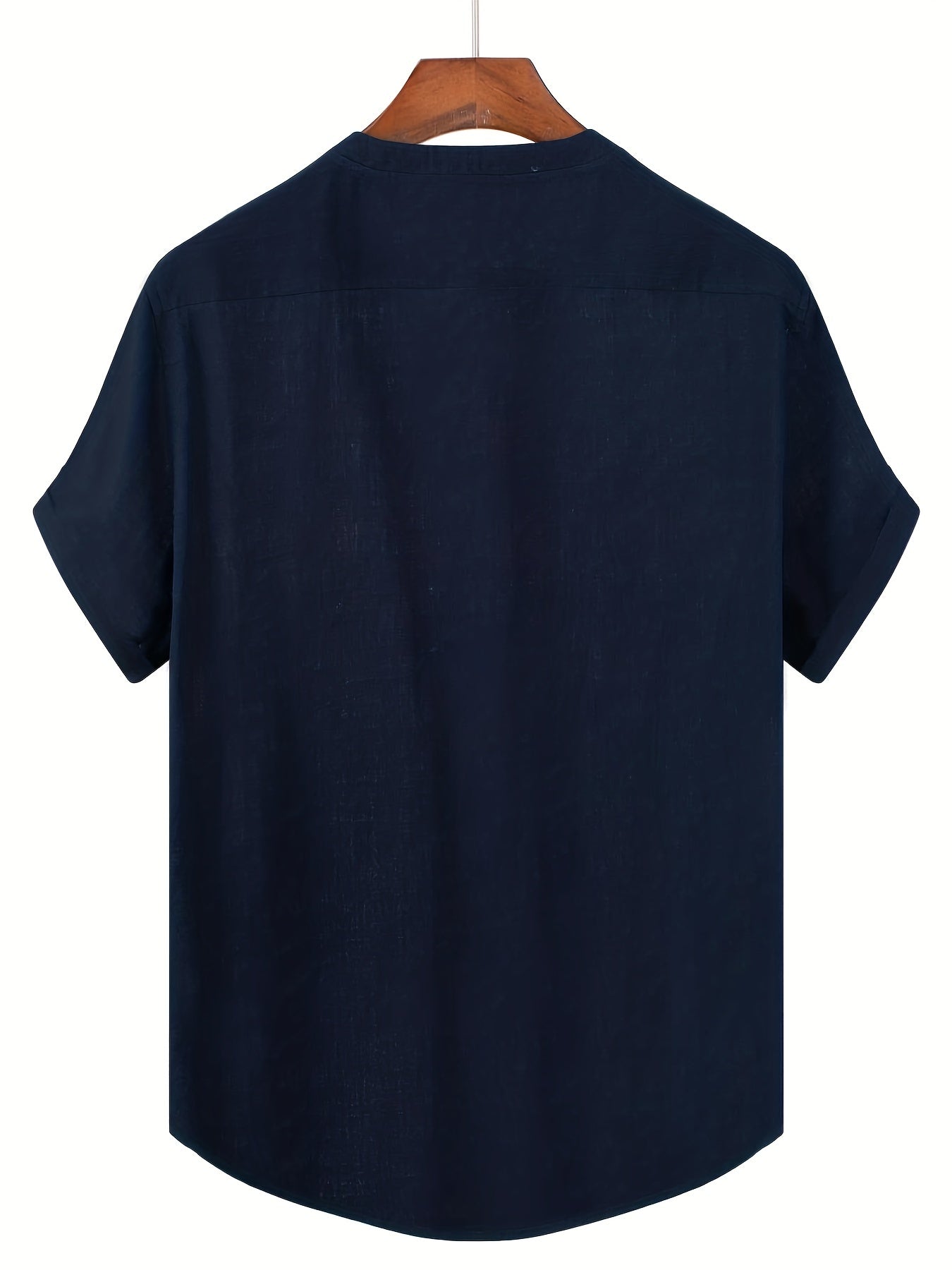 Men's Cotton Solid V Neck Shirt Short Sleeves for Summer