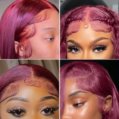 Burgundy 99J Straight Wig 13x4 HD Lace Front Human Hair Wigs 180