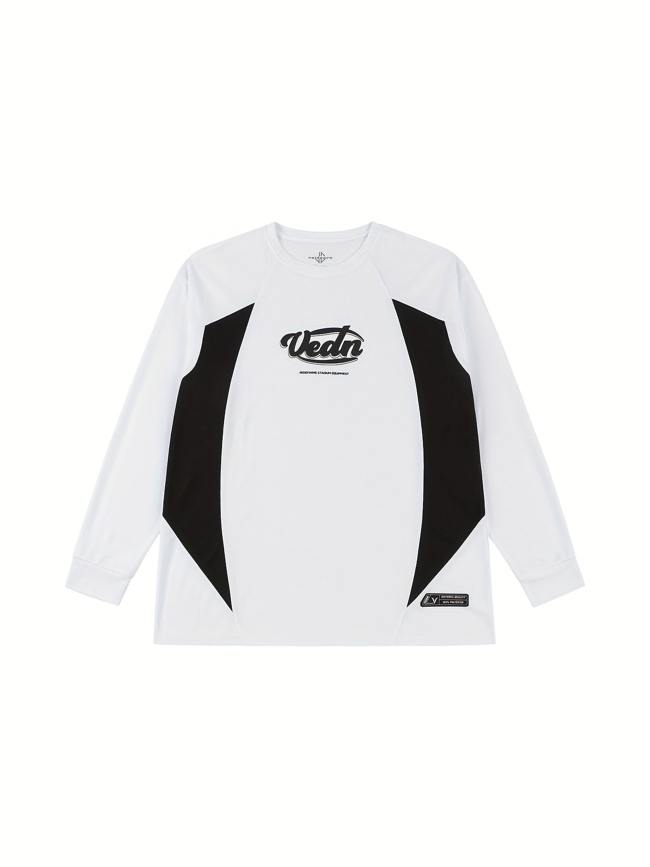 Block Pattern Print Men's Graphic Crew Neck Long Sleeve Active T shirt