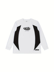 Block Pattern Print Men's Graphic Crew Neck Long Sleeve Active T shirt