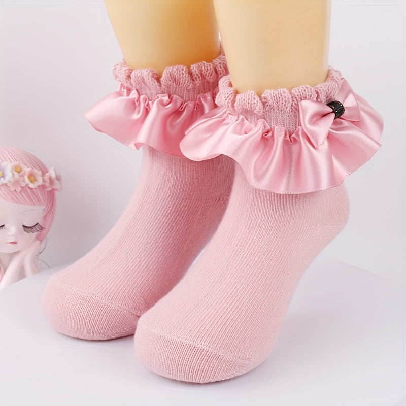 Girls Lace Princess Socks with Bowknot Decoration