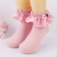 Girls Lace Princess Socks with Bowknot Decoration