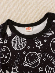 Baby Boys Planet Rocket Graphic Print Onesie & Overalls Set