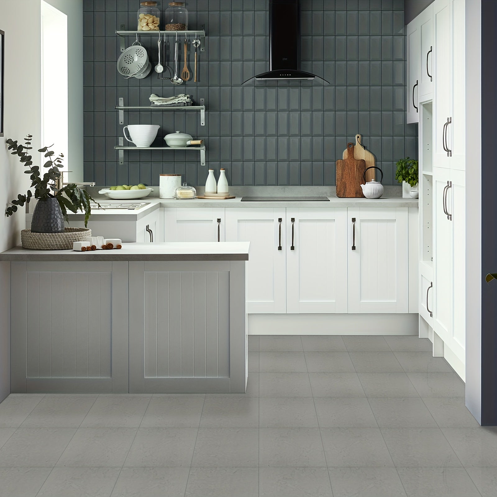 10pcs Gery Marble Adhesive Floor Tiles 30x30 PVC Waterproof Tiles