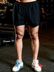 Men's Breathable Solid Shorts With Pockets Summer Drawstring Elastic Waist