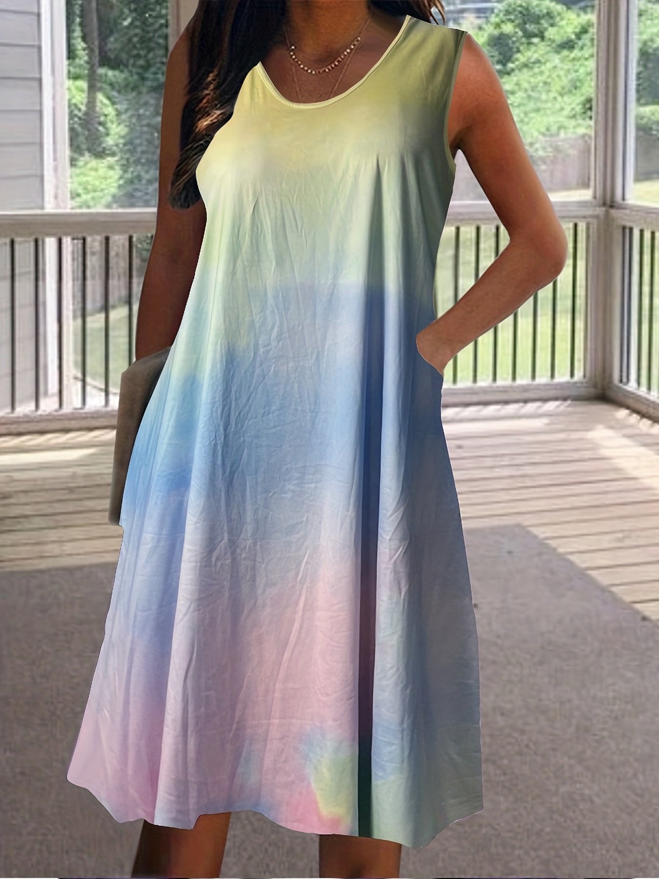Tie Dye Tank Dress with Pockets