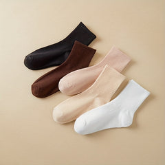 5 Pairs Ribbed Short Socks Comfort & Soft Mixed Socks Women's Stockings