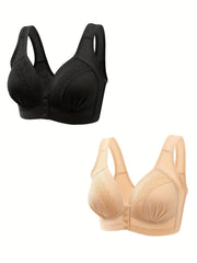 2 Pack Plus Size Lace Wireless Comfort Bra Set
