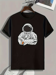 Men's Slim Fit Astronaut Print T-shirt for Spring Summer