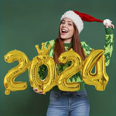 1pc Crown Number Balloon Colorful Aluminum Film Giant Decorative Balloon
