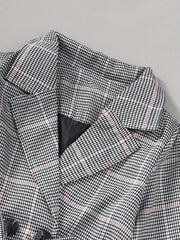 Girls Houndstooth Plaid Peacoat Jacket Kids Overcoat Fall Spring