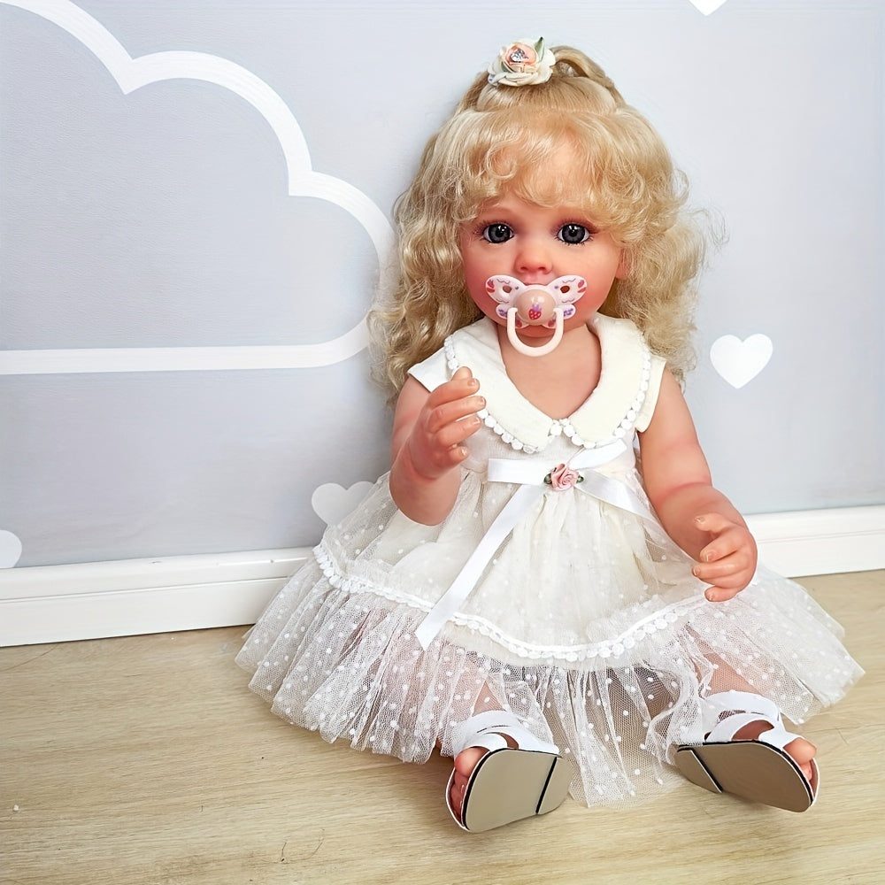 22'' Reborn Baby Doll Blonde Hair Soft Vinyl Princess Anime Theme