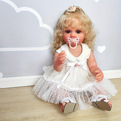 22'' Reborn Baby Doll Blonde Hair Soft Vinyl Princess Anime Theme