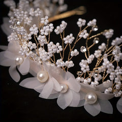 Faux Pearl Flower Headband Floral Hair Band Women's Accessories