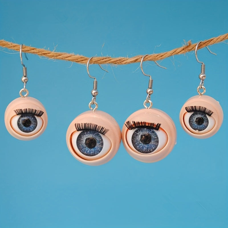 Pair of Terrifying Baby Eye Earrings with Blinking Movements
