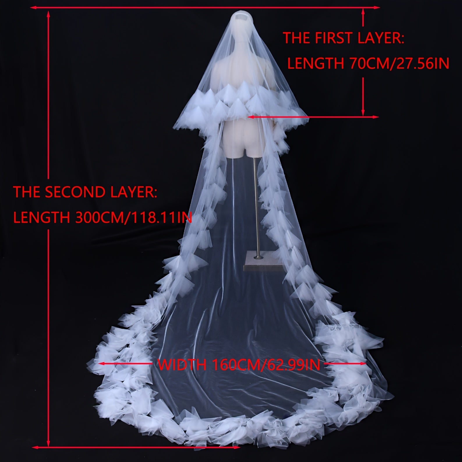Romantic Floral Veil Cathedral Style Bridal Headpiece