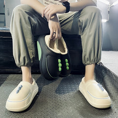 Men's Cartoon Fleece Slippers Waterproof Plush Lining Shoes