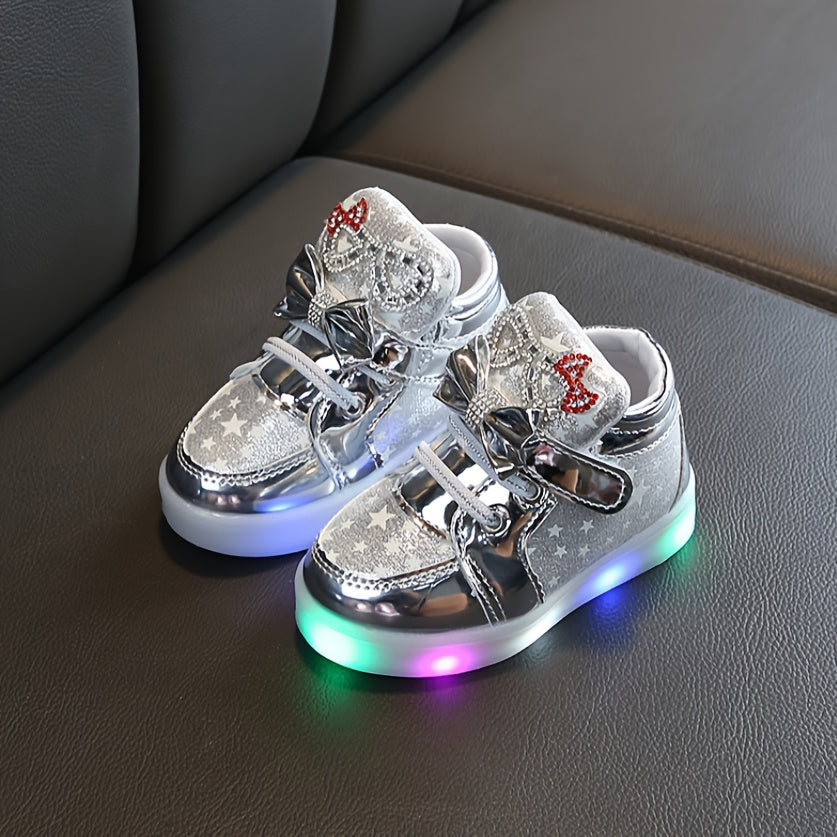 Girl's LED Light Up Skate Shoes High Top Comfy Non Slip Sneakers