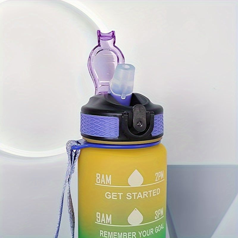 1000ml Gradient Water Bottle with Time Marker & Strap