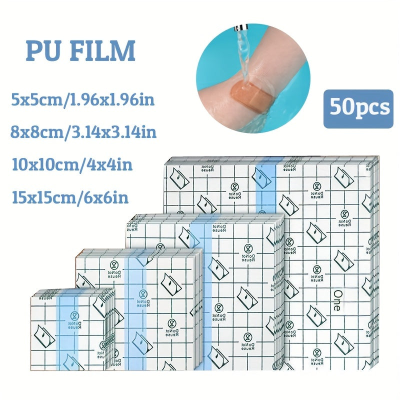 50pcs Large Transparent Elastic Bandages Waterproof High Viscosity Adhes