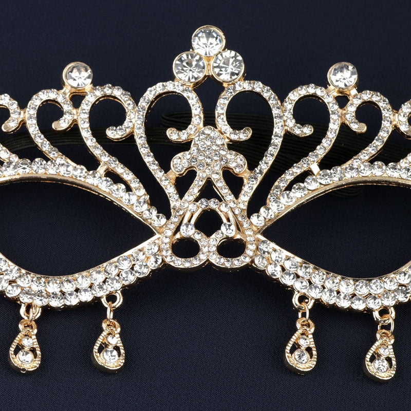 Bridal Dance Mask Headdress Wedding Decor Rhinestone Tassel Face Cover