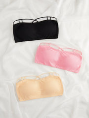3pcs Strapless Bandeau Bras Comfy & Breathable Stretch Bra